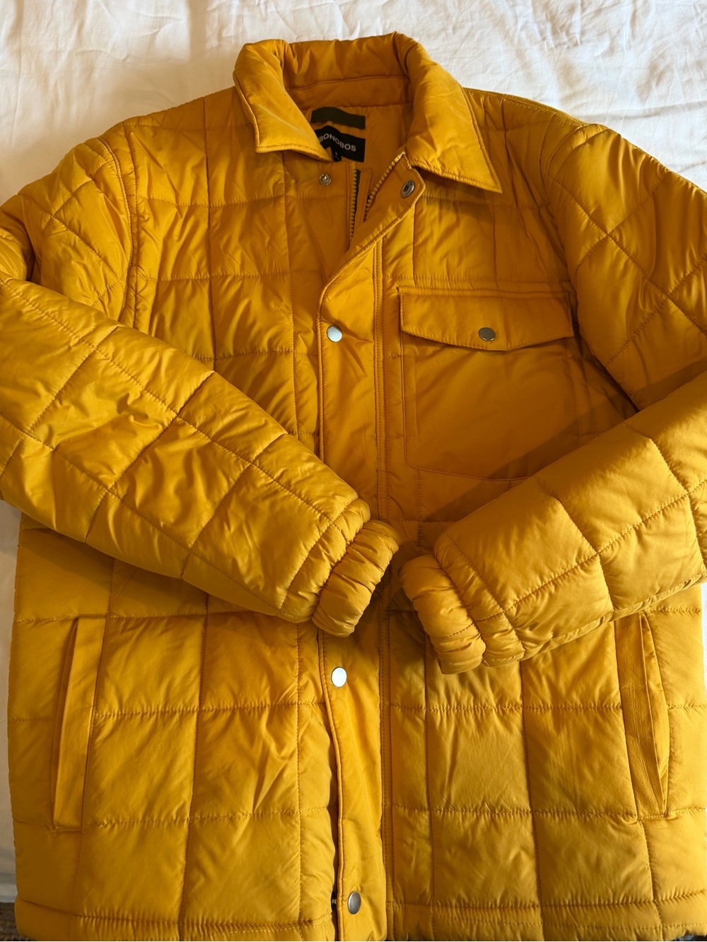 Bonobos Men's Mustard Yellow Quilted Puffer Jacket